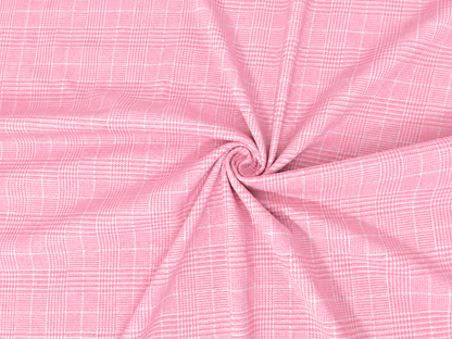 Techno Crepe Knit - Pink Glen Plaid — 4-Way Stretch, 240 GSM, 56" Wide, Wrinkle-Resistant Matte - Sold by the Yard (TCRP077)