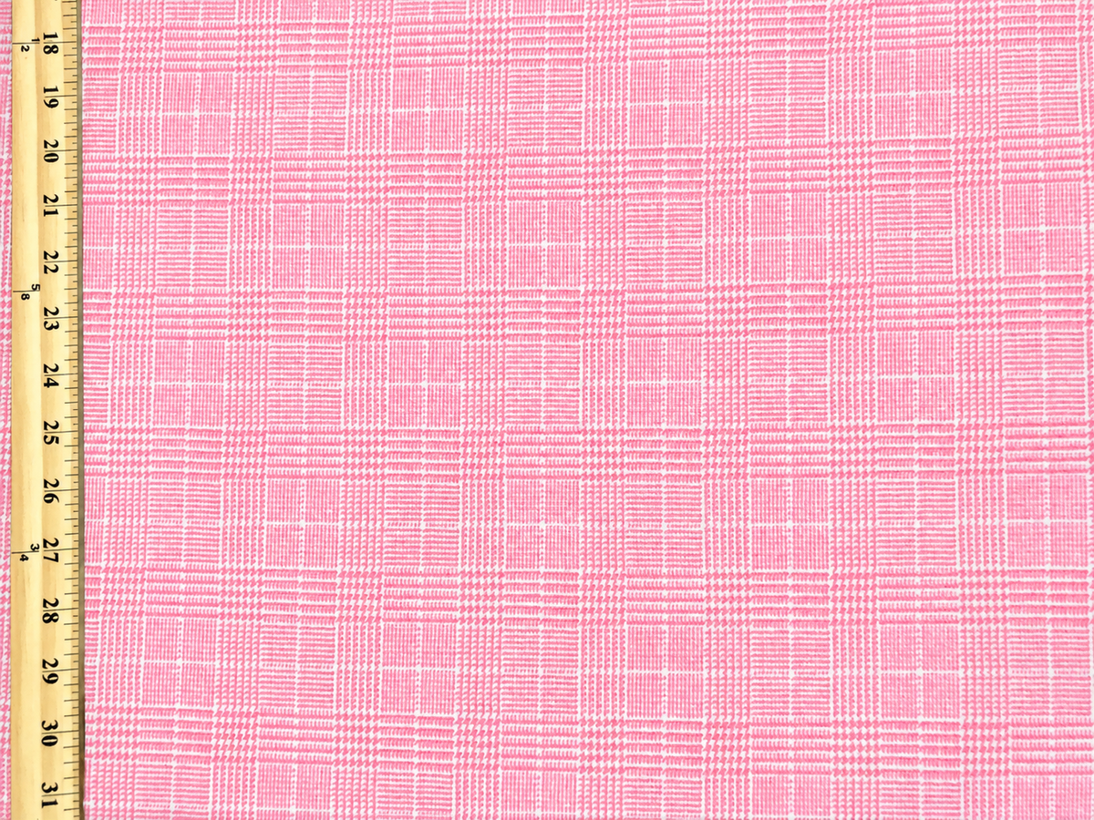Techno Crepe Knit - Pink Glen Plaid — 4-Way Stretch, 240 GSM, 56" Wide, Wrinkle-Resistant Matte - Sold by the Yard (TCRP077)