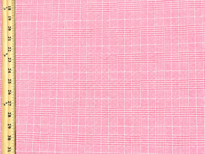 Techno Crepe Knit - Pink Glen Plaid — 4-Way Stretch, 240 GSM, 56" Wide, Wrinkle-Resistant Matte - Sold by the Yard (TCRP077)