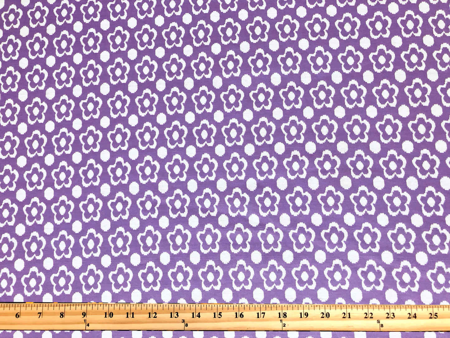 Jacquard Knit Fabric – Violet Daisy Dot – 2-Way Stretch, 240 GSM, 58" Wide – Sold by the Yard (JQKPR03)