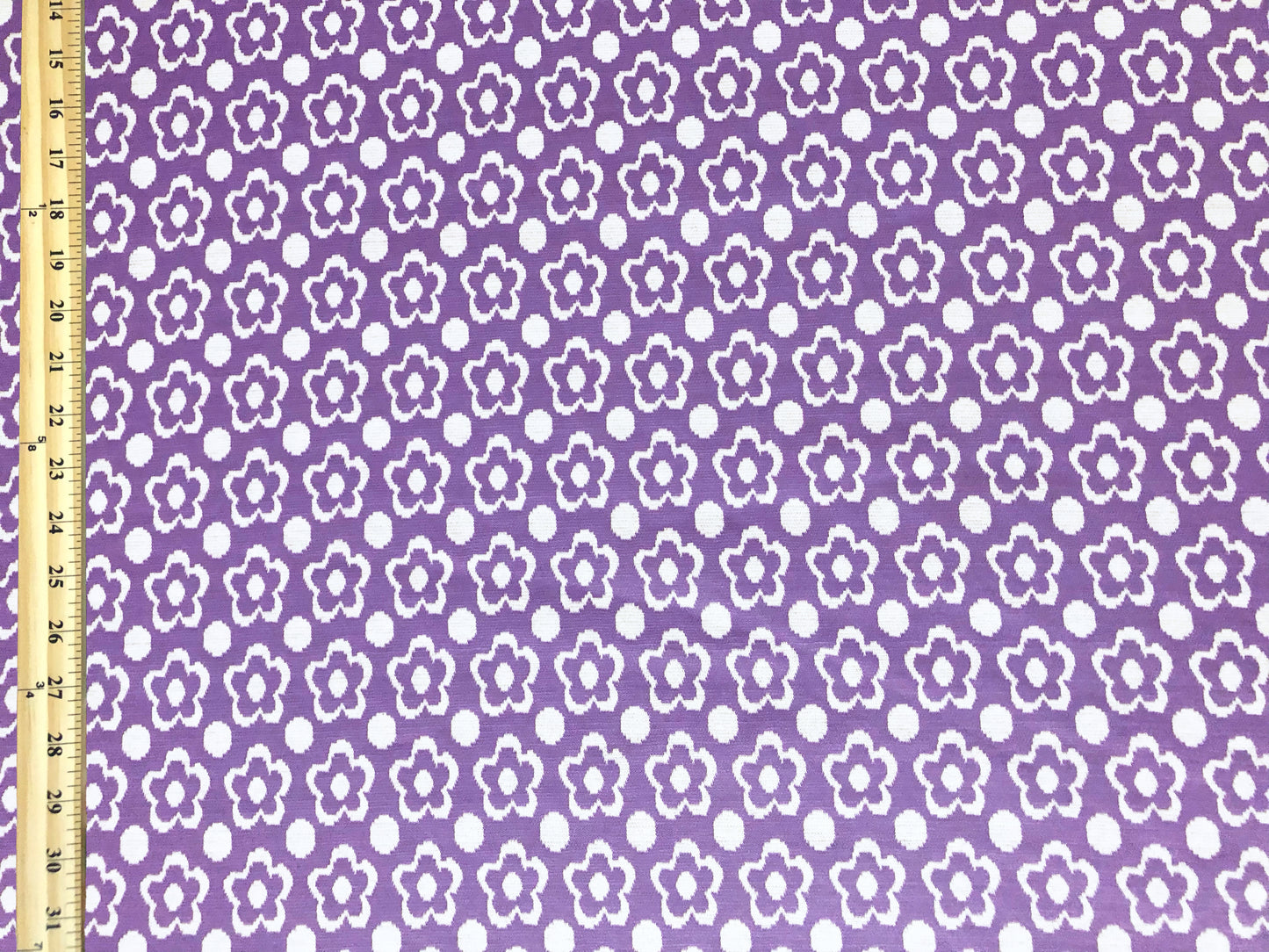 Jacquard Knit Fabric – Violet Daisy Dot – 2-Way Stretch, 240 GSM, 58" Wide – Sold by the Yard (JQKPR03)
