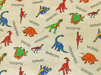 100% Cotton Print Fabric| Vanilla Red Oranges Dinosaurs |CTJPR04 |Jersey Fabric| Sold by the Yard