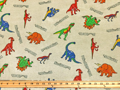 100% Cotton Print Fabric| Vanilla Red Oranges Dinosaurs |CTJPR04 |Jersey Fabric| Sold by the Yard