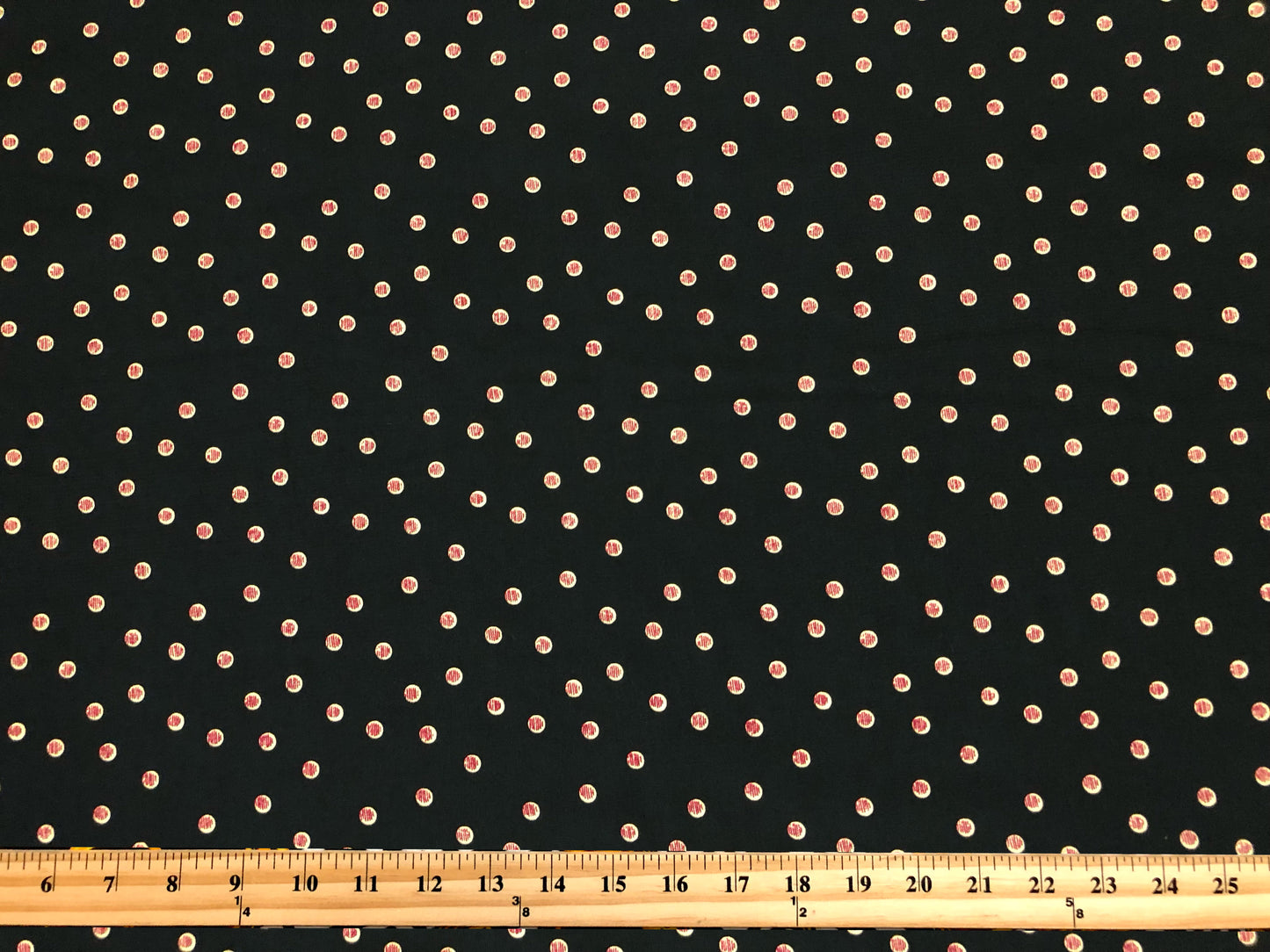 Wool Peach Fabric – Midnight Cherry Pin Dots – 100% Polyester, No Stretch, 58" Wide – By the Yard (WPPR08)