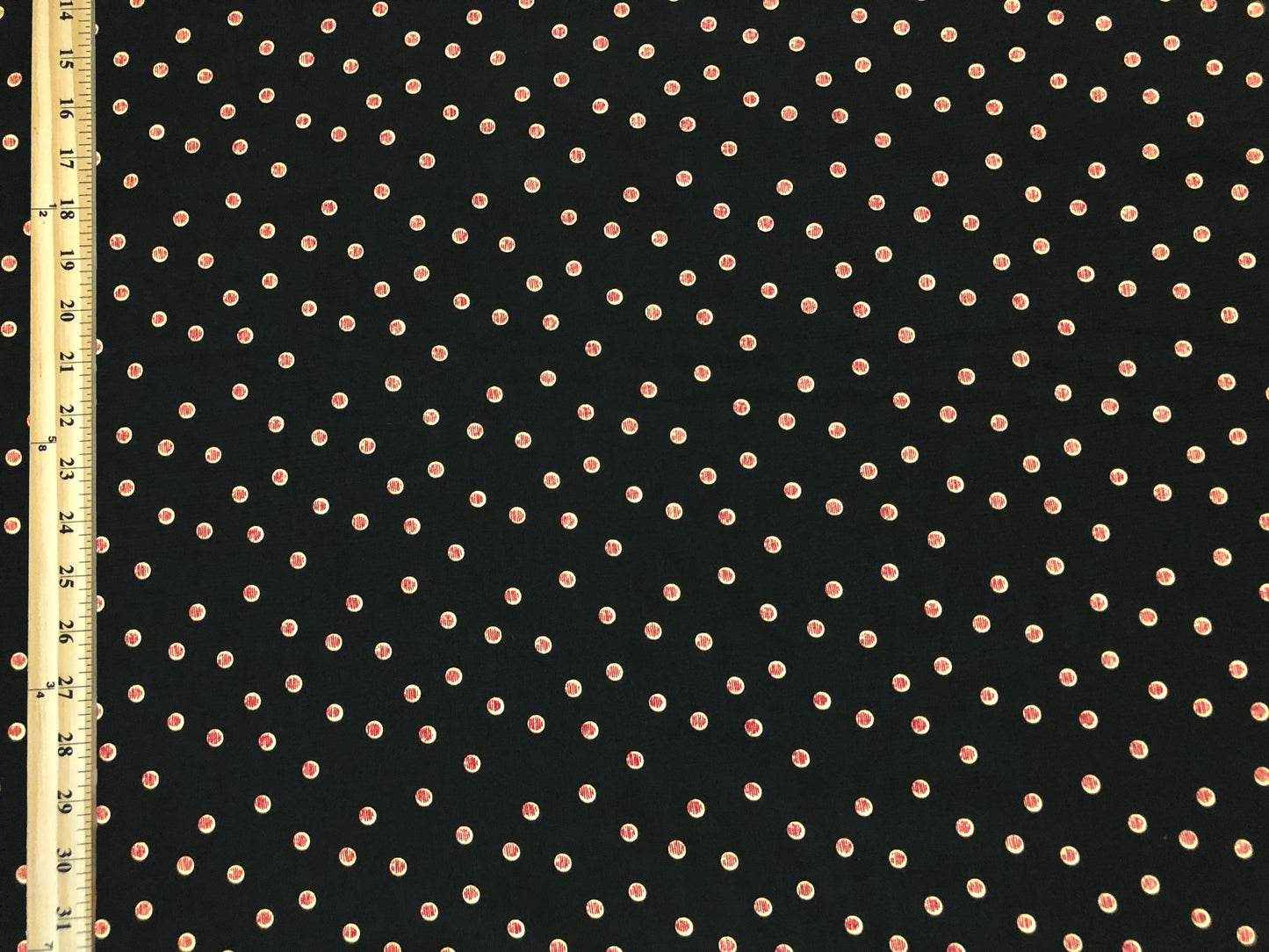 Wool Peach Fabric – Midnight Cherry Pin Dots – 100% Polyester, No Stretch, 58" Wide – By the Yard (WPPR08)