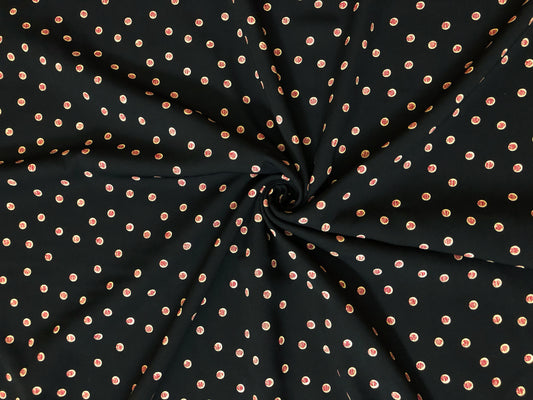 Wool Peach Fabric – Midnight Cherry Pin Dots – 100% Polyester, No Stretch, 58" Wide – By the Yard (WPPR08)