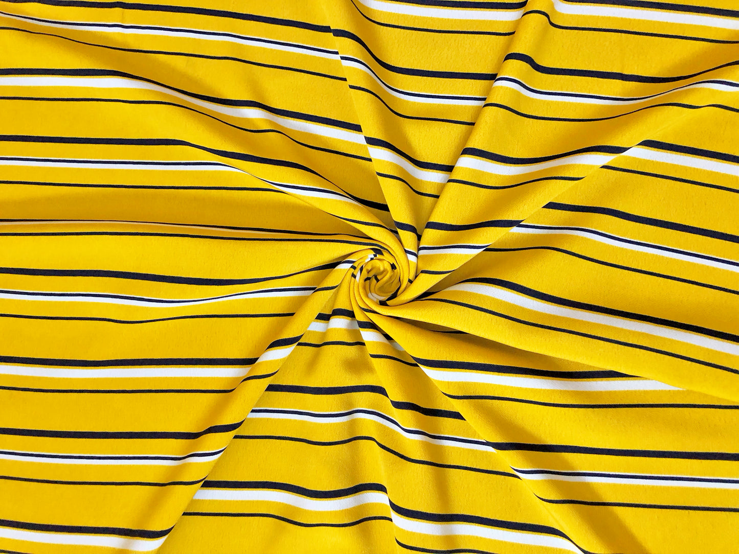 Wool Peach Fabric – Mustard Stripe (Mustard/White/Black) – No Stretch, 56" Wide – Sold by the Yard (WPPR06)