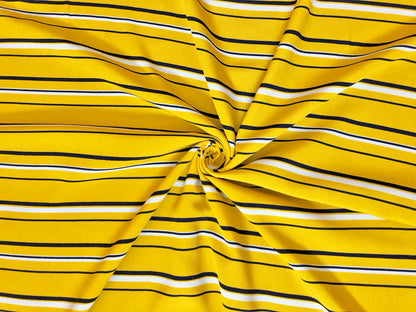 Wool Peach Fabric – Mustard Stripe (Mustard/White/Black) – No Stretch, 56" Wide – Sold by the Yard (WPPR06)