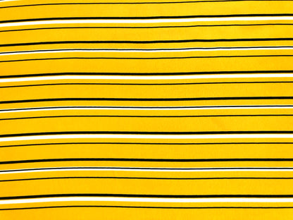 Wool Peach Fabric – Mustard Stripe (Mustard/White/Black) – No Stretch, 56" Wide – Sold by the Yard (WPPR06)