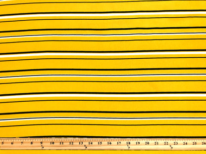 Wool Peach Fabric – Mustard Stripe (Mustard/White/Black) – No Stretch, 56" Wide – Sold by the Yard (WPPR06)