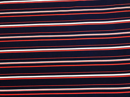 Wool Peach Fabric – Midnight Regatta Stripe (Navy/White/Red) – No Stretch, 56" Wide – Sold by the Yard (WPPR05)