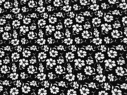 Liverpool Knit Fabric – Black/White Poppy Floral – 4 Way Stretch, 58” Wide, 200 GSM, By the Yard (LVPR367)
