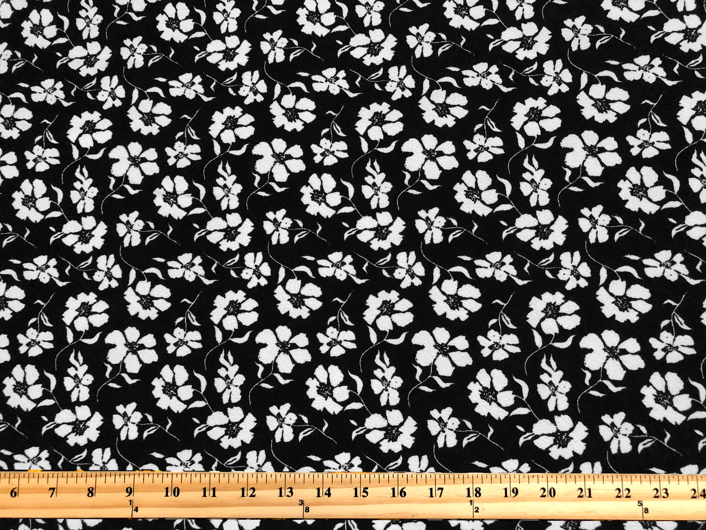 Liverpool Knit Fabric – Black/White Poppy Floral – 4 Way Stretch, 58” Wide, 200 GSM, By the Yard (LVPR367)