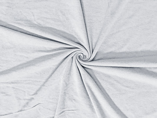 Premium French Terry Knit Fabric — White Solid — Soft Loopback, 2-Way Stretch, 58" Wide, 210 GSM — Sold by the Yard (210FTSC01)