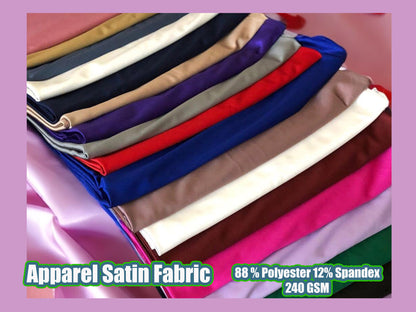 Shiny Satin Fabric-Solid Colors Collection-Sold by the Yard-Apparel Fabric