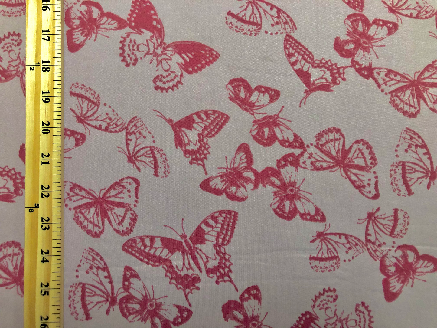 Mauve Red Monarch Butterflies DTY Double Brushed Jersey Print Fabric