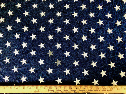 Blue White Stars Poly Cotton Print Fabric