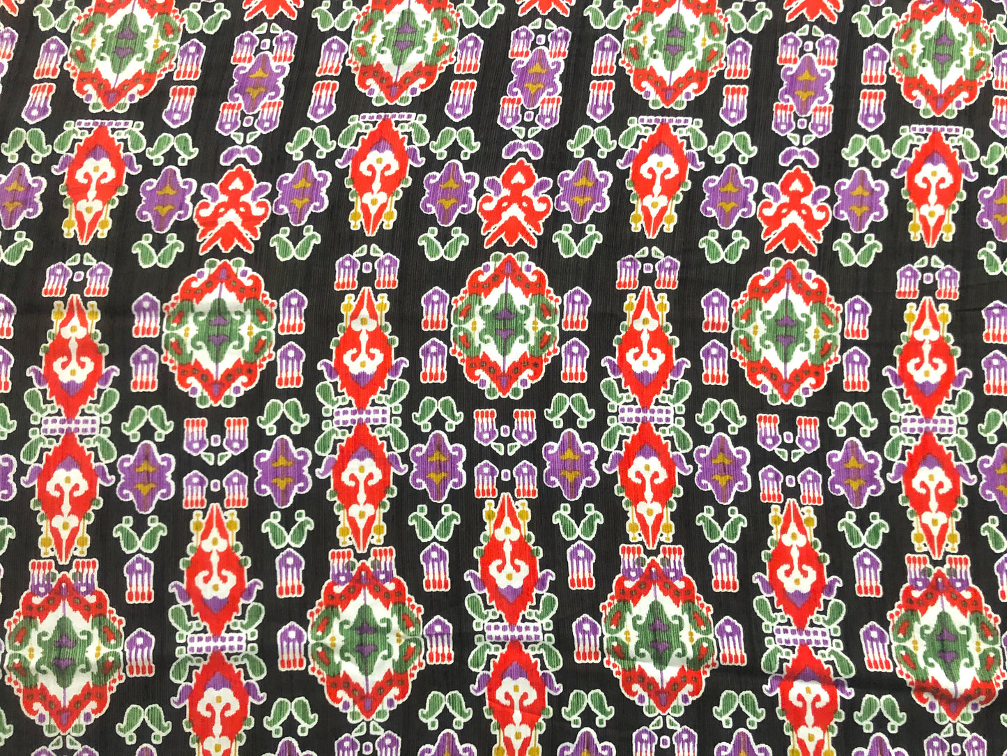 Olive Orange Purple Green Azteca Rayon Challis Fabric