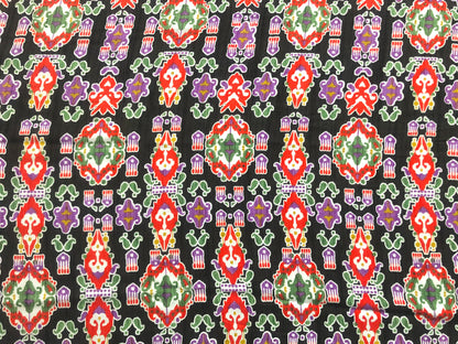 Olive Orange Purple Green Azteca Rayon Challis Fabric