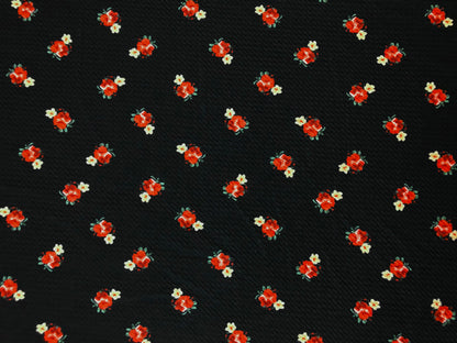 Bullet Knit Printed Fabric-Black Red Roses-BPR268-Sold by the Yard
