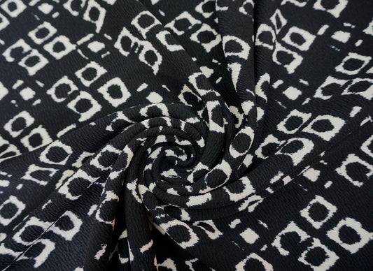 Liverpool Knit Printed Fabric-Black Ivory Bots Eyes-LVPR160-Sold by the Yard-Apparel Fabric