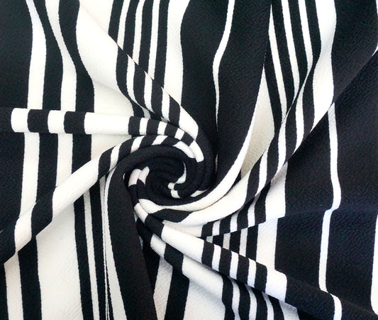Black Ivory Stripes Liverpool Print Fabric