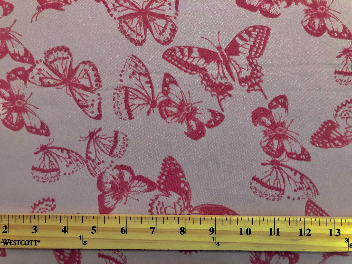 Mauve Red Monarch Butterflies DTY Double Brushed Jersey Print Fabric