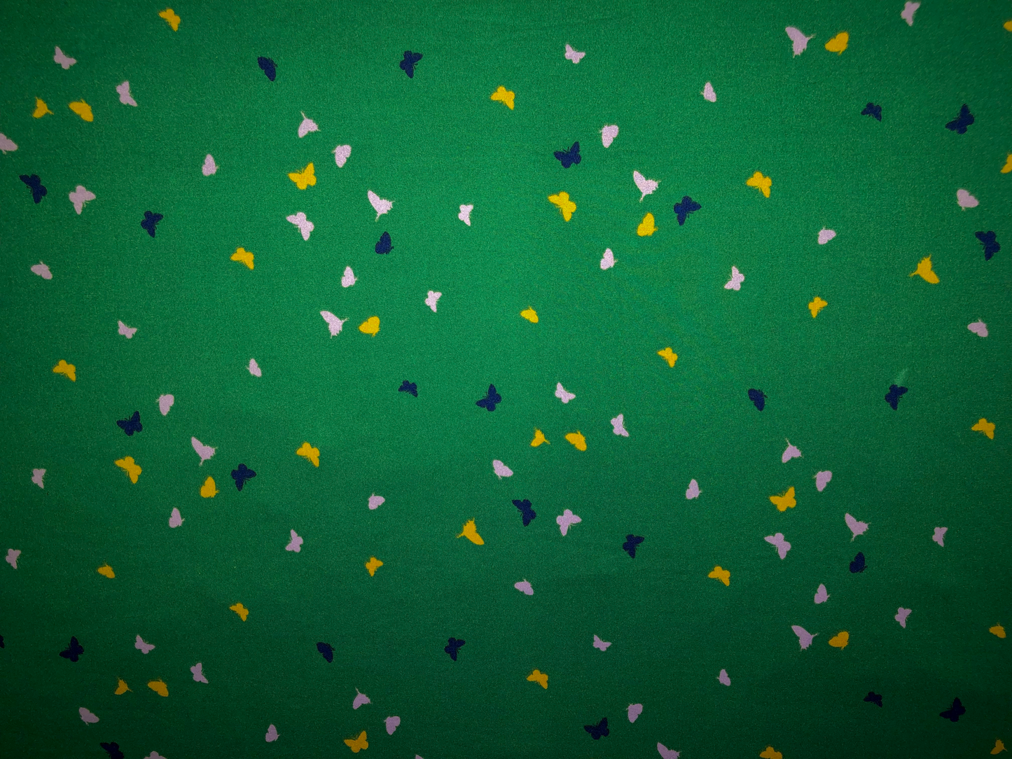 Green 1/2" Navy Blue lavender Mango Butterflies DTY Double Brushed Jersey Print Fabric