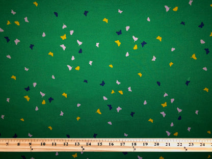 Green 1/2" Navy Blue lavender Mango Butterflies DTY Double Brushed Jersey Print Fabric