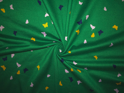 Green 1/2" Navy Blue lavender Mango Butterflies DTY Double Brushed Jersey Print Fabric