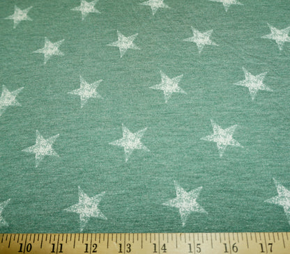 Green White Stars Poly Rayon Blend Print Fabric