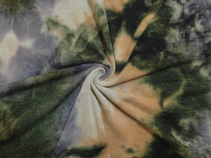 Sweater Knit Printed Fabric-Olive Sand Tie Dye -HTDPR001-Sold by the Yard