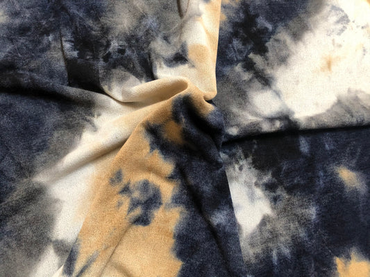 Hacci Sweater Fabric-Navy Blue Sand Tie Dye-HSTDPR02-Sold by the Yard-Sweater Fabric