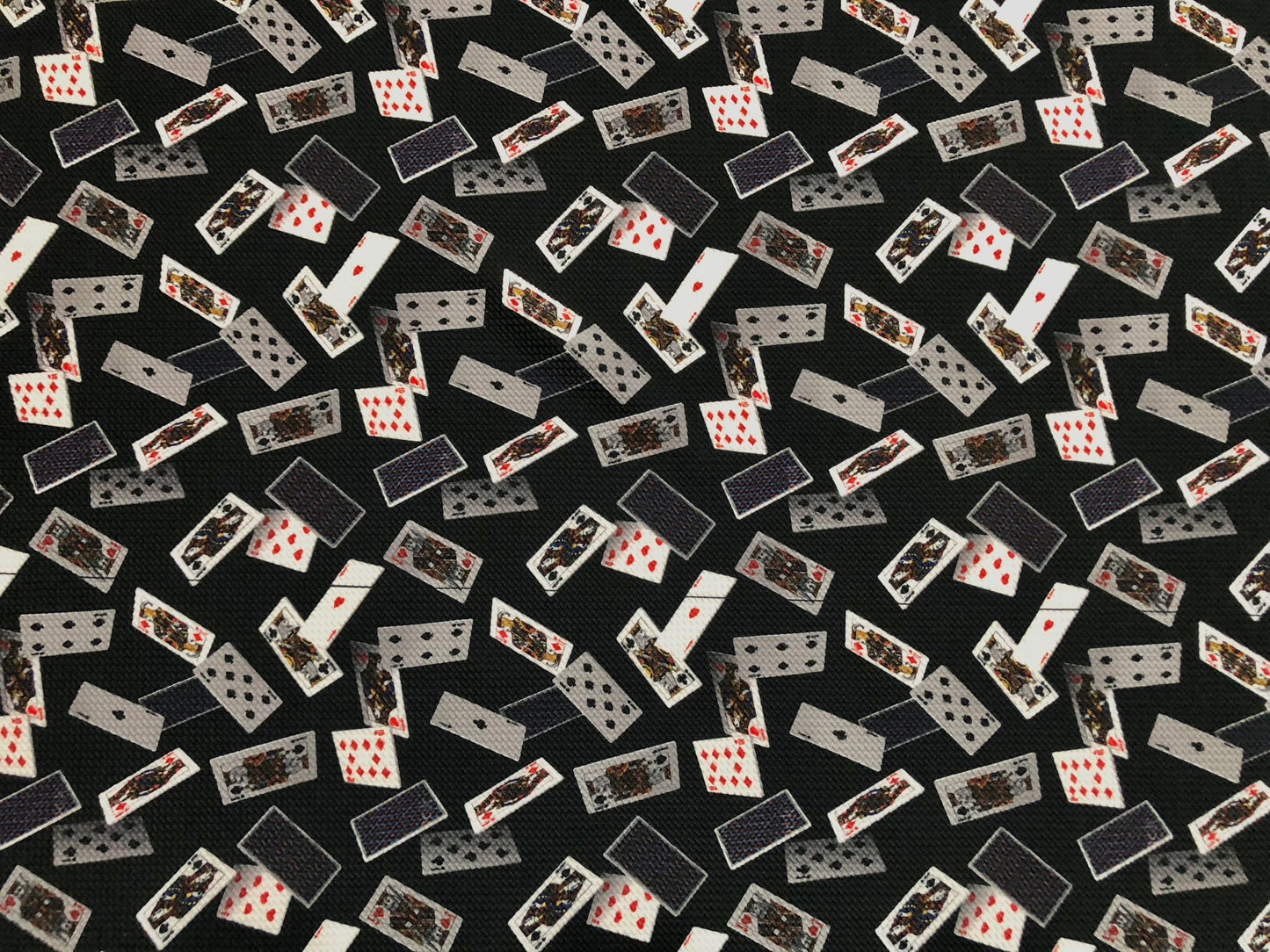 Bullet Knit Printed Fabric-Black White Red Poker Cards-BPR252-Sold by the Yard