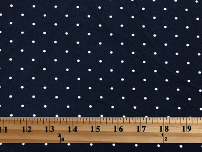 Navy Blue White Polka Dots Liverpool Print Fabric