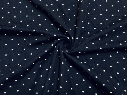 Navy Blue White Polka Dots Liverpool Print Fabric