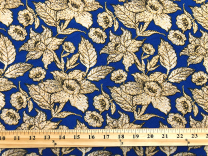 Royal Brown Winter Flowers Liverpool Print Fabric