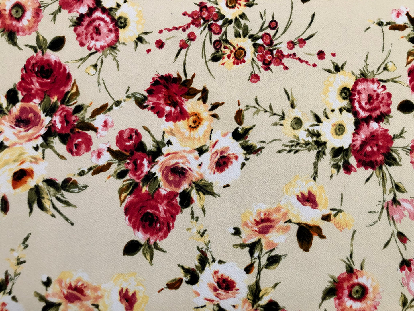 Liverpool Print Fabric-Yellow Red Orange Roses-LVPR059-Sold by the Yard-Apparel Fabric