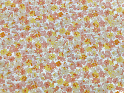 Ivory Yellow Pink 6/8" Flowers DTY Double Brushed Jersey Print Fabric