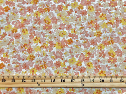 Ivory Yellow Pink 6/8" Flowers DTY Double Brushed Jersey Print Fabric