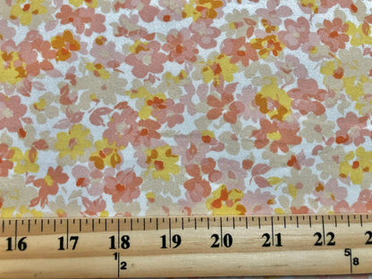 Ivory Yellow Pink 6/8" Flowers DTY Double Brushed Jersey Print Fabric