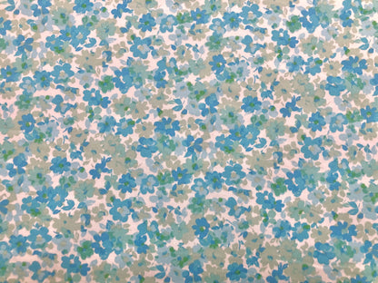 Ivory Blue Green 6/8" Flowers DTY Double Brushed Jersey Print Fabric