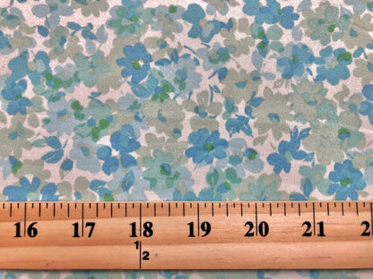 Ivory Blue Green 6/8" Flowers DTY Double Brushed Jersey Print Fabric