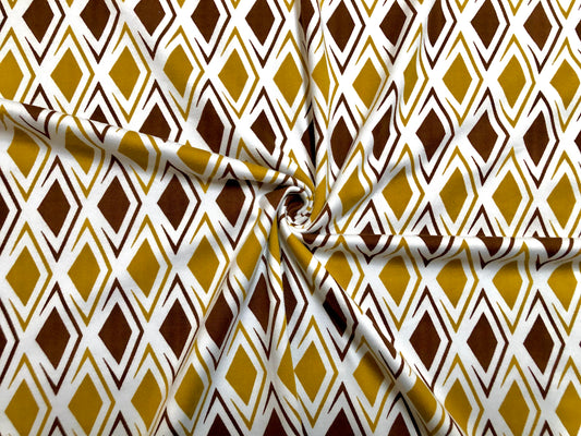 Brown Olive 1" Diamonds DTY Double Brushed Jersey Print Fabric