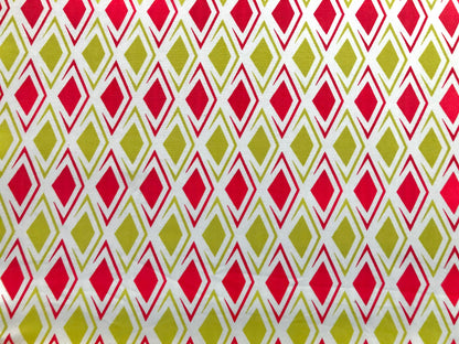 Raspberry Lime 1" Diamonds DTY Double Brushed Jersey Print Fabric