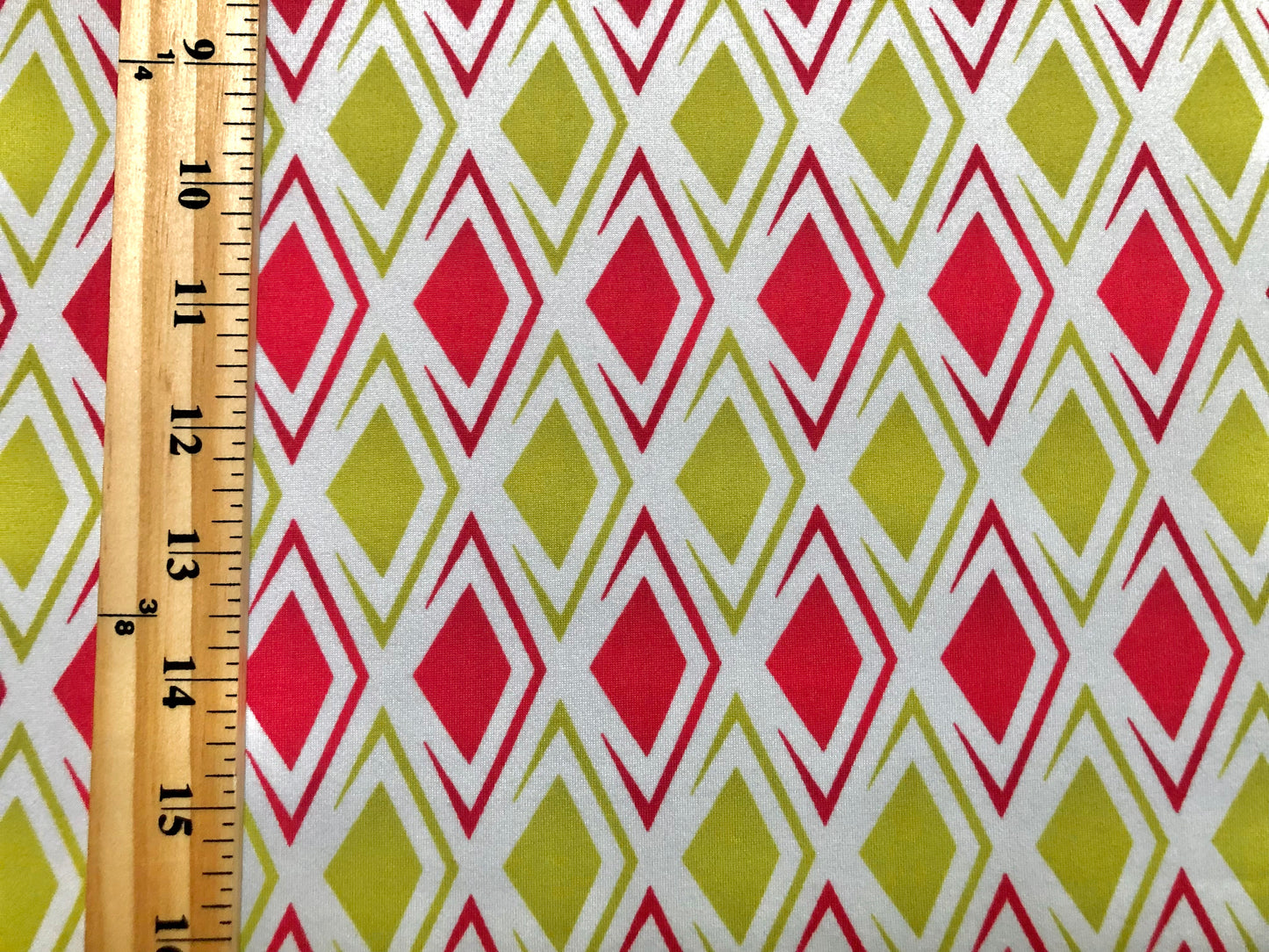 Raspberry Lime 1" Diamonds DTY Double Brushed Jersey Print Fabric