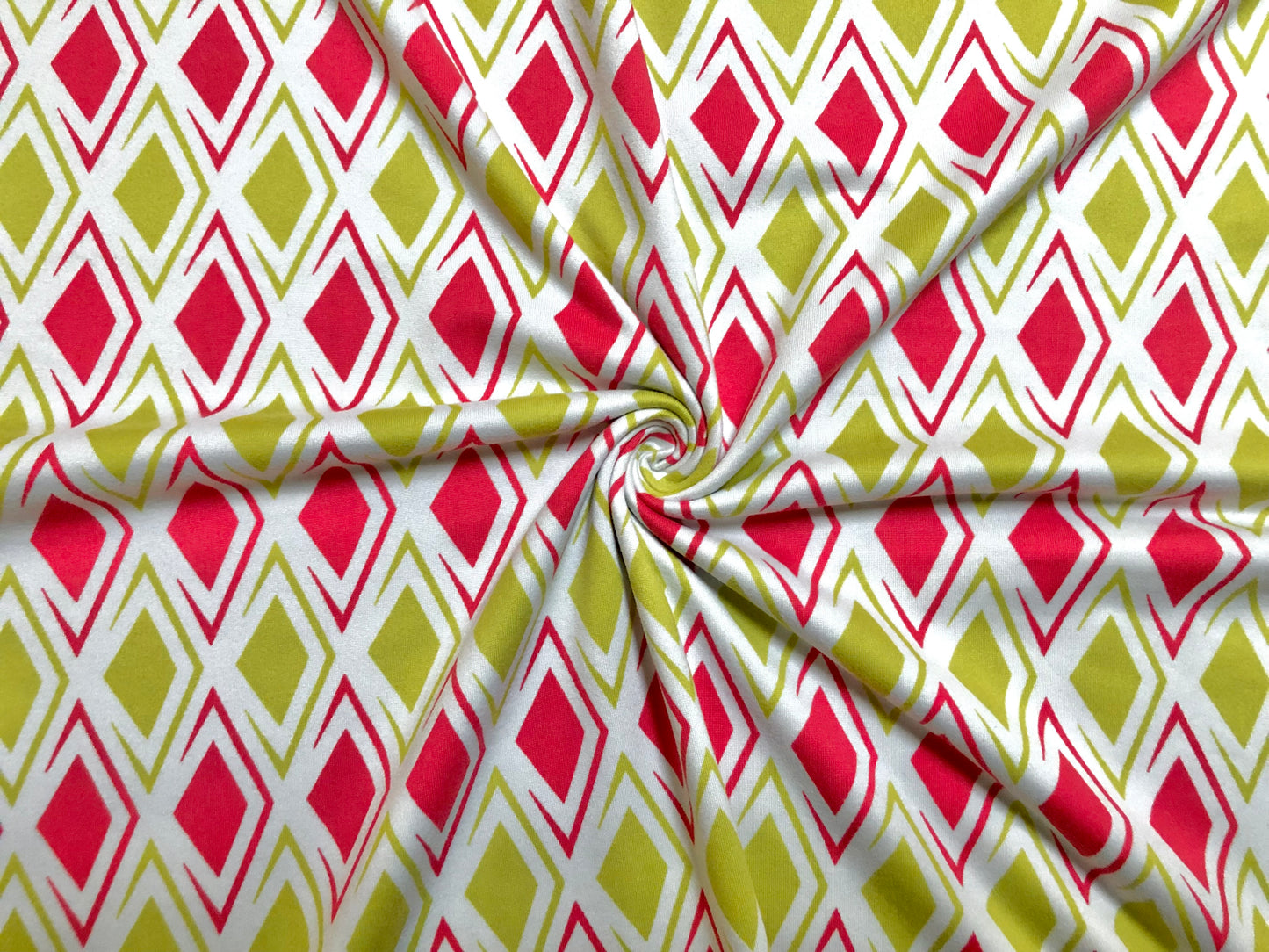 Raspberry Lime 1" Diamonds DTY Double Brushed Jersey Print Fabric