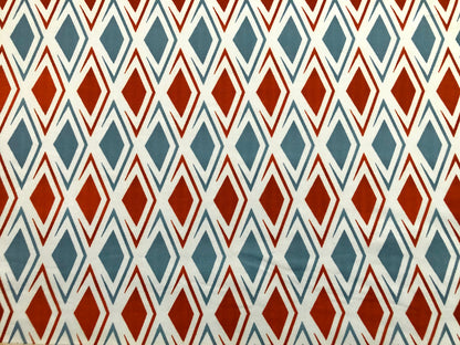 Denim Blue Rust 1" Diamonds DTY Double Brushed Jersey Print Fabric