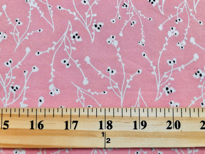 DTY Brushed Fabric-Pink White Black Flowers-DTYBPR401-Sold by the Yard-Jersey Fabric