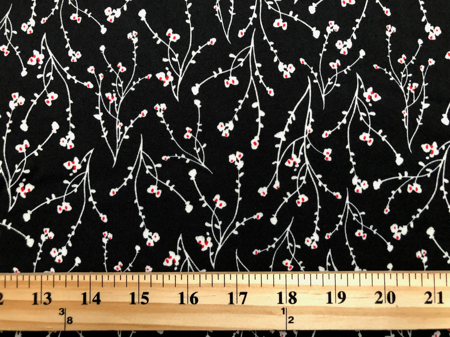 Black White Red Flowers DTY Double Brushed Jersey Print Fabric